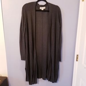 Ava & Viv sheer long cardigan sweater gray